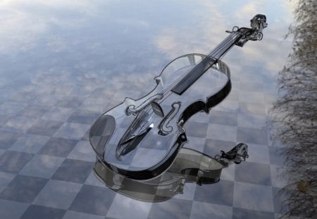 Violin - music, violin, glass