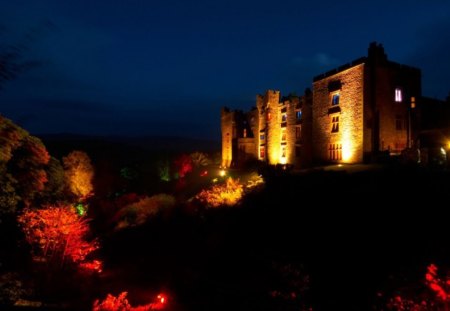 Muncaster at Night - uk, castles, photography, night, haunted