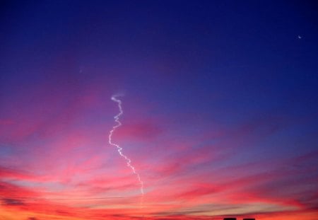 sunset - sunset, blue, red, colors, lightning