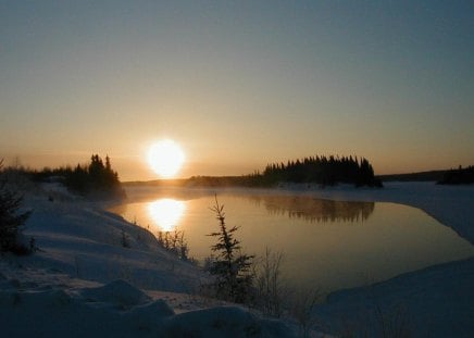 Sunrise - early, sky, lake, water, sunrise