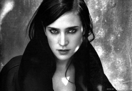 	jennifer-connelly - black, white, jennifer-connelly, actress, hollywood, abinandan