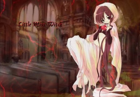 Little Miss Witch - witch, dark, window, anime, apple