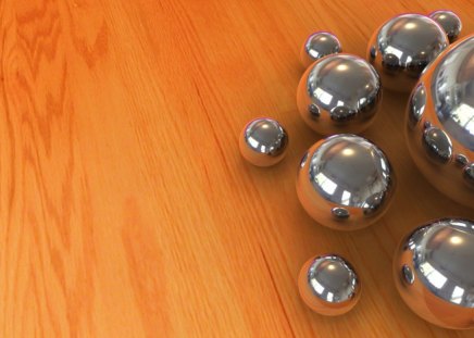 Chrome vs Wood - 3d, chrome, wood, balls