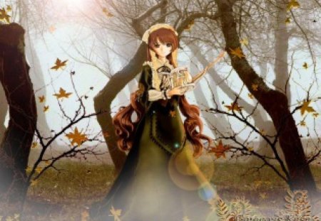 Rozen Maiden - autumn, trees, leaves, anime, rozen maiden