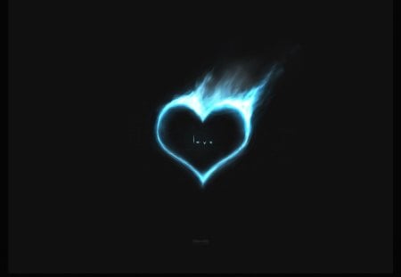 Heart Love - love, abstract, blue, heart, light