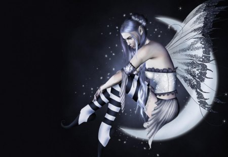 Moon fairy - moon, abstract, fairy, fantasy