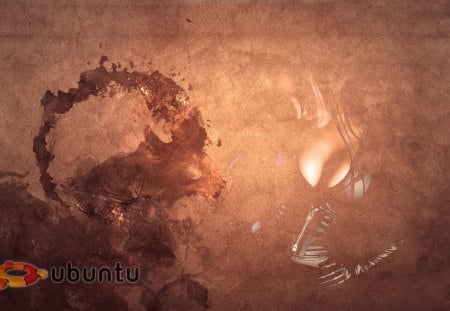 ubuntu warty background with girl watermark 13 - warty, girl, leather, ubuntu