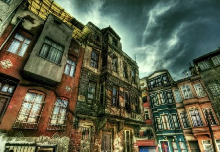 blue red green - street, red, blue, istanbul, green, balat, hdr, turkey