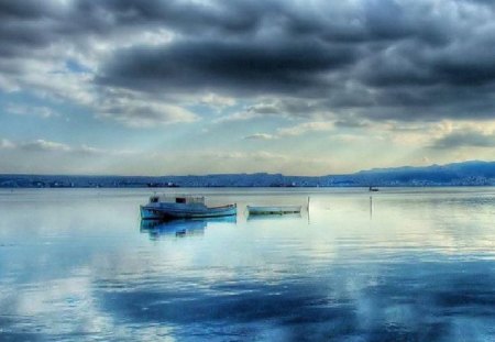 Blue world - blue, boat, world