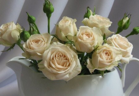 white roses - flowers, white, still life, roses