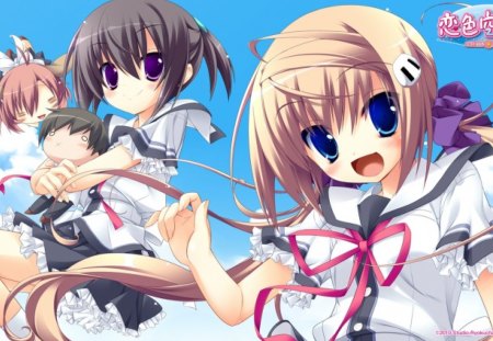 Friends and GirlFriends - game, girl, beauty, koiiro soramoyou, new, wall