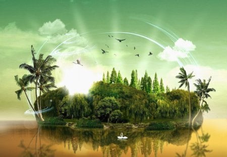 Fantasy Island - nature, island, green, fantasy