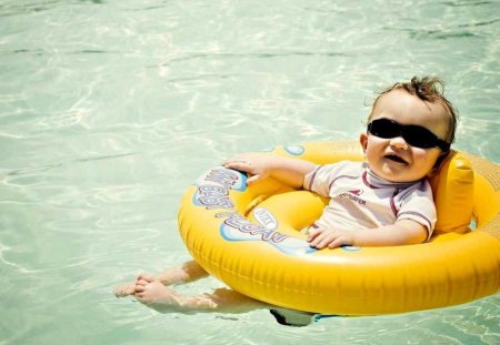 Floating Baby - swim, baby, summer, funny, pool, cute, float, relax