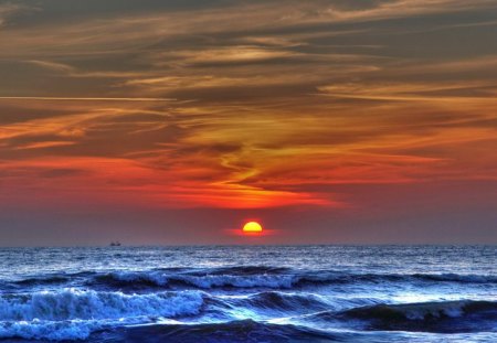 Sunset - nature, sky, ocean, orange, sunset