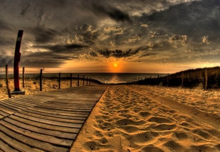 Sunset - nature, ocean, sunset, sand