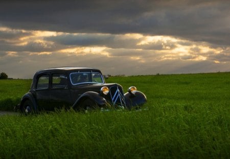 Car in fields - field, car, photo, nature