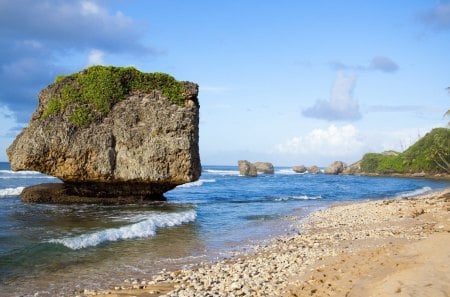 Barbados Beach - beaches, sky, barbados, nature, oceans, clouds, beautiful, sand, sea