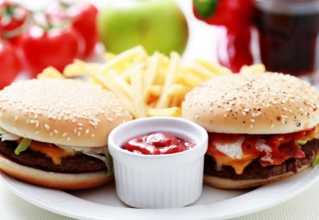 Burger-French Fries - food, burger, french, fries