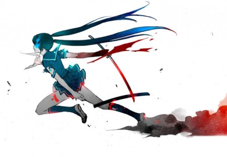 Miku BRS Samurai - wall, anime, samurai, classic, brs, miku, new