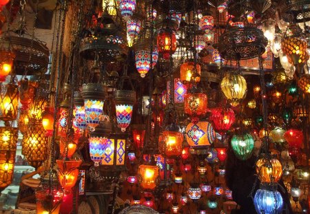 Colorful Lanterns - lantern, istanbul, grandbazaar, old, turkey