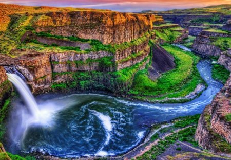 water-fall - nature, mountain, waterfall, river