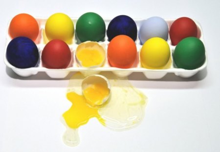 painted eggs - broken, eggs, eat, paint