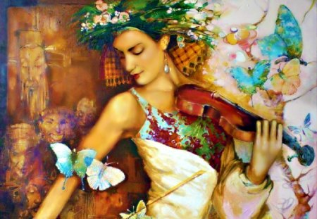 Violinist - music, painting, beauty, art