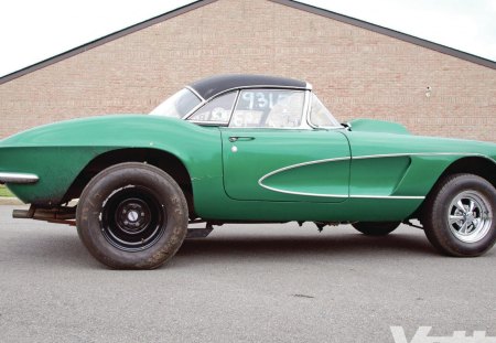 61 Corvette Roadster - bowrie, green, gm, classic