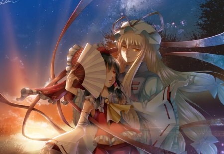 Anime - anime, touhou, yakumo yukari-, hakurei reimu