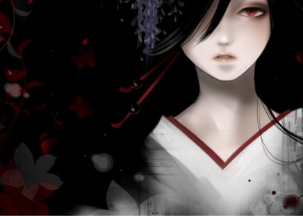 Anime - flowers, anime, white, realistic, red