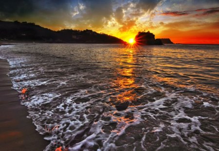 Sunset - sunset, nature, beach, cloud, sky