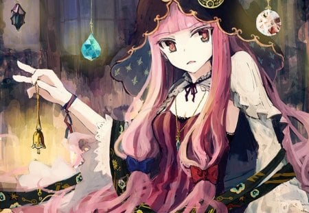 Magican - touhou, girl, pink, magic, long hair, jewel