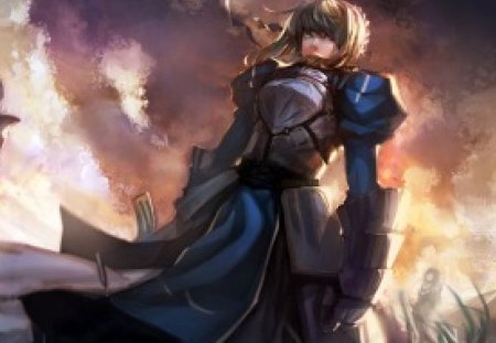 Anime - saber, fate-stay-night, anime, sword, armor