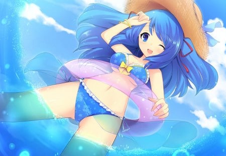 Anime - anime, ouhoumkaku seiga, blue, bikini