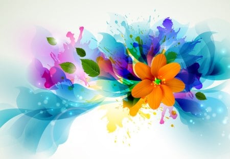 Flowers - rainbow, flower, color, abstract