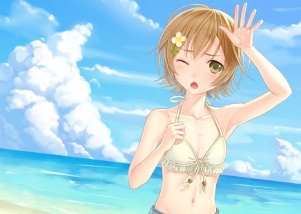 Anime - anime, beach, original, blue