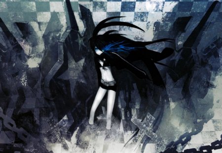 Black Rock Shooter - black rock shooter, blue eye, anime, girl, cute, cool, dark