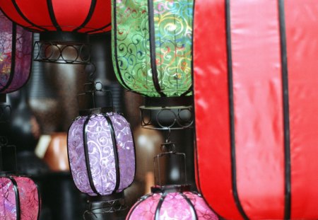 Colorful Lanterns - color, lantern, photo, light