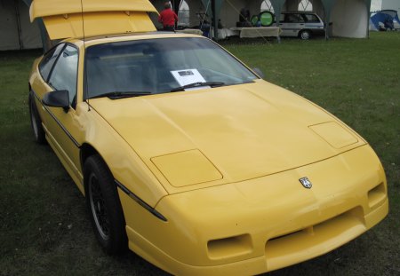 1988 Pontiac Fiero GT - tire, car, black, photography, yellow, green, grass