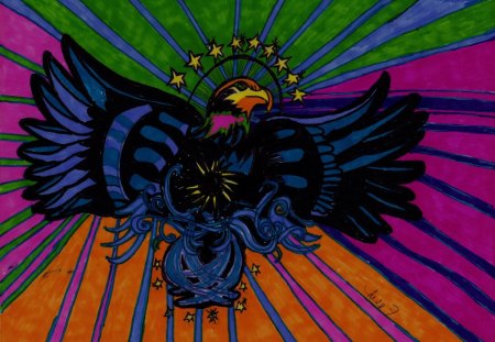 Eagle - eagle, drawing, abstract, colorful