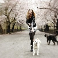 beautiful girl with dogs