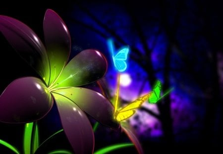 Abstract - butterfly, abstract, flower, nature