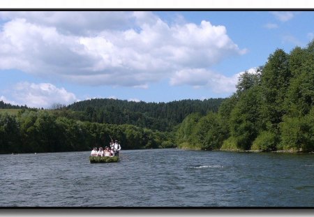 Dunajec, Poland - greenery, clouds, trees, water, summer, blue, rivers, poland, river rafting, dunajec, nature, mountain men, sky