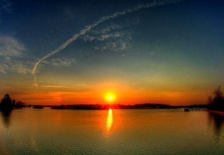 Golden Sunset under the Blue Sky