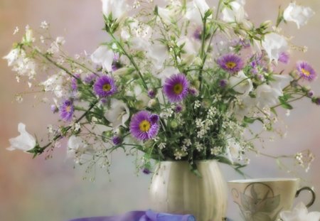 Still Life - flowers, dreamy, white, still life