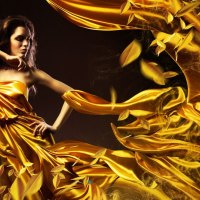 Dancing in golden dress