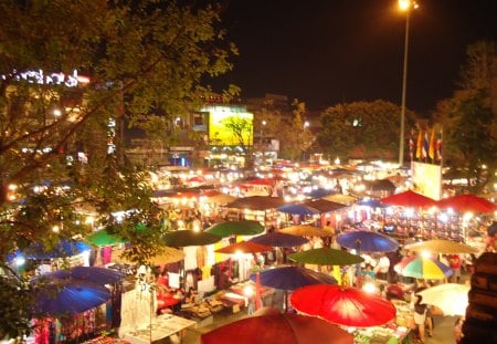 Colourful night - chiangmai, wallpaper, night view, walking street