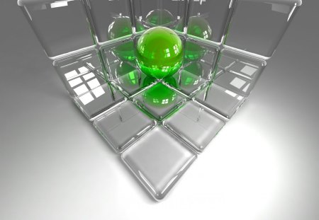 3D Glass - fantasy, white, green, glass