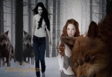 Bella & Renesmee & Wolf Pack - entertainment, wolf pack, breaking dawn, bella, movies, renesmee