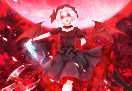 Anime - anime, touhou, red, wings, remilia scarlet